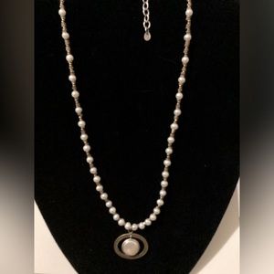 Silpada sterling, brass & freshwater coin pearl Go Coastal necklace